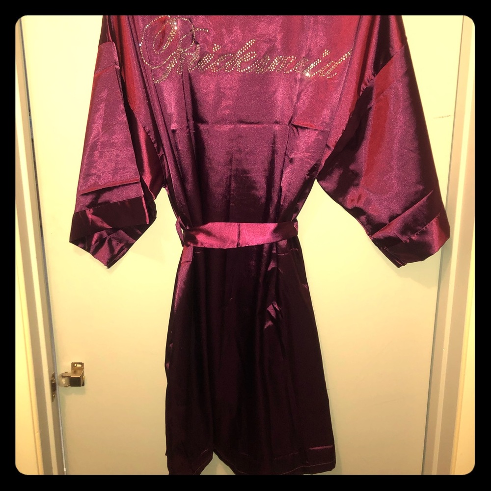 Purple Robe with “Bridesmaid” in rhinestones